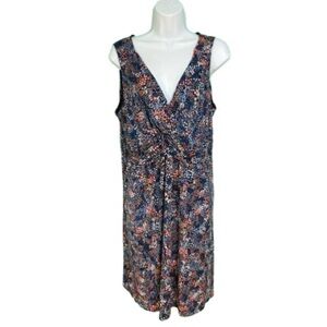 Gilli Blue & Pink Floral Sleeveless V-Neck Maternity Dress Womens Size XL